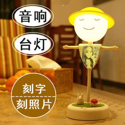 林檎稻人小夜灯LED充电触碰随手便捷伴睡晚安台灯可定制图片刻字蓝牙音响送女友生日送女朋友老婆生日礼物送女朋友老婆情人节七