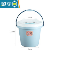 敬平小桶卡通带盖玩具手提桶洗澡储物桶有盖可坐人收纳凳钓鱼桶装水桶 蓝色 7L [1个装]