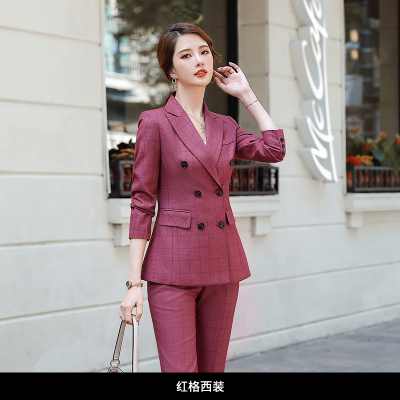 语娄绿色格纹西装外套女韩版英伦风休闲时尚气质女神范职业小西服套装2021西装