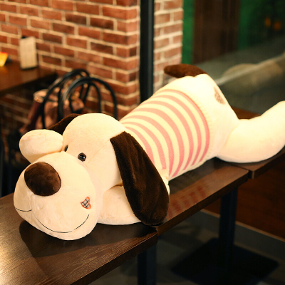 趴趴狗毛绒玩具可爱哈士奇公仔大号狗狗熊玩偶大布娃娃女孩二哈睡觉米白白+红毛衣-1.1米箱装+送小熊+眼罩随机款-