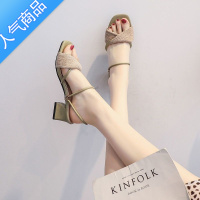 SUNTEK仙女风一鞋两穿凉拖鞋女2023夏季新款时尚百搭粗跟高跟凉鞋女鞋潮