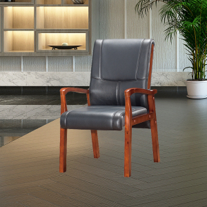优百丽 SH-254 橡胶木椅 办公家具 办公椅 皮艺老板椅 实木四脚椅 电脑椅会议椅 皮料色彩可定制