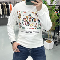 欧货长袖体恤男装打底衫卫衣印花时尚潮流字母圆领修身体恤衫上衣