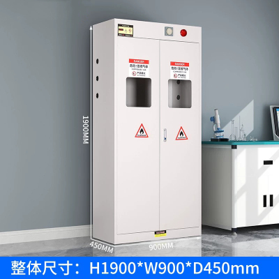 易企采 双气瓶白色一代报警 安全柜全钢防爆工业乙炔氧气瓶柜实验室双瓶煤气罐储存柜