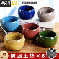 三维工匠多肉花盆陶瓷小号植物盆栽创意个性北欧简约粗陶透气 套装1085-图示六个 中等花盆容器