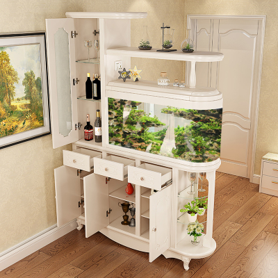 客厅屏风进风水玄关柜鱼缸酒柜隔断柜现代简约双面屏风鞋柜一体