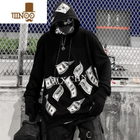 YANXU国潮oversize宽松连帽美式复古hiphop卫衣男ins欧美潮牌加绒大码