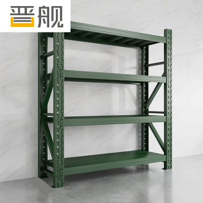 晋舰货架仓储库房储物架军绿色四层主架240kg/层中型150*60*200cm