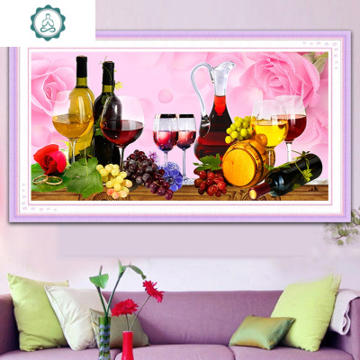 封后(FENGHOU)点钻十字绣客厅简约现代新款玫瑰酒杯5D钻石画满钻餐厅小幅钻满钻版-5D魔方圆钻180X93厘米