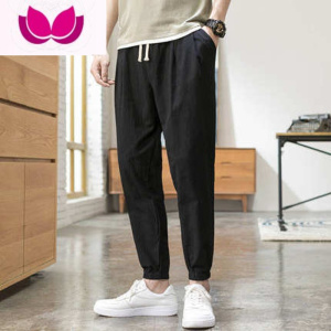 七斓小西裤男九分加绒修身直筒休闲裤男士高级垂感黑色西装裤子