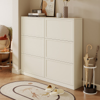 全友家居奶油风简约玄关客厅门厅分区储物翻门式鞋柜家具