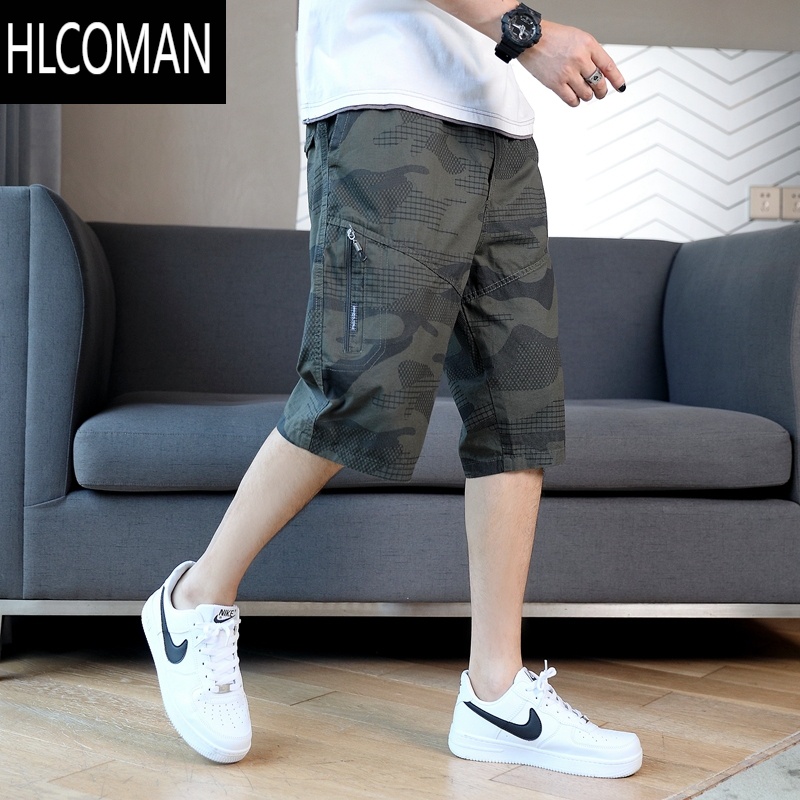 HLCOMAN2025夏装新款军绿色6分短裤薄男士六分夏季裤7休闲七分裤