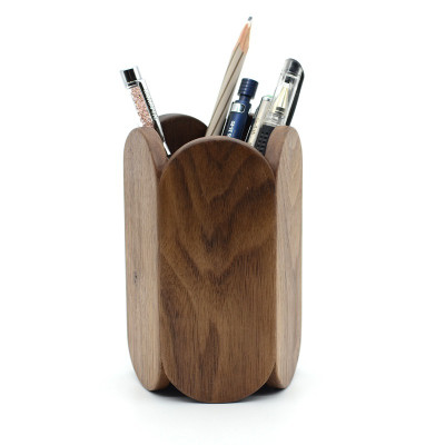 木头笔筒刻字定制原木实木质复古中国风木制黑胡桃木中式个性创意三维工匠黑胡桃