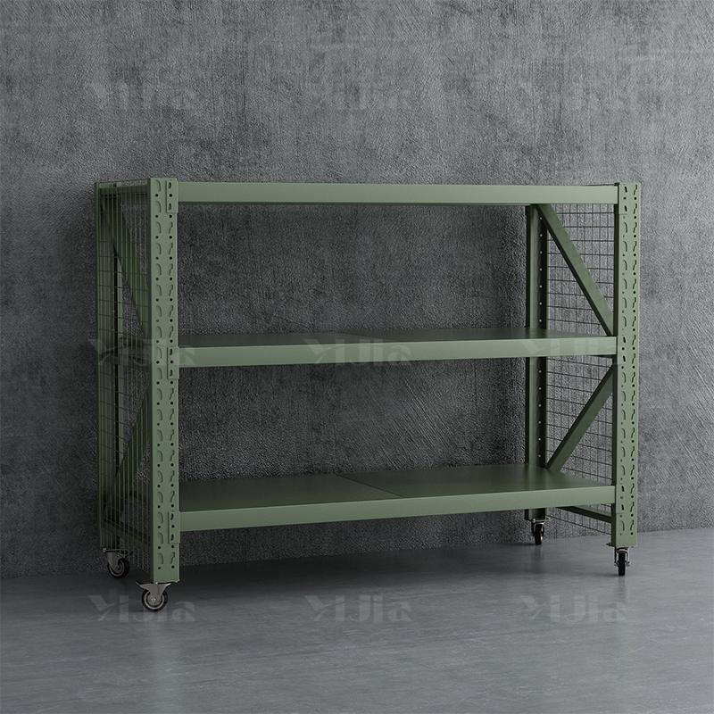 翌嘉 YJ4041213可移动货架库房置物架带轮重型货架三层后背无网2000*800*1600mm/300kg
