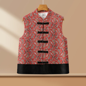 加绒加厚妈妈马甲 时尚复古中老年女装40-60岁洋气碎花外套马夹冬