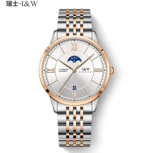 瑞士爱沃驰I&W CARNIVAL正品手表全自动机械表男表薄款进口机芯男士防水个性双日历时尚潮流腕表528G