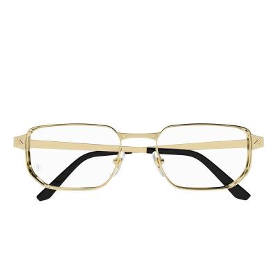 卡地亚(Cartier)男士金 tone透明框金属矩形太阳镜时尚商务百搭配 花色