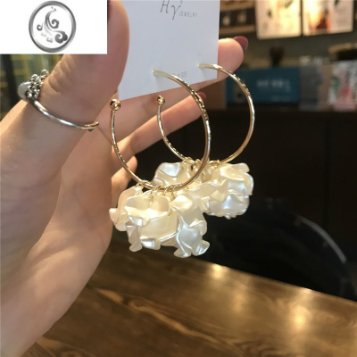 JiMi司小姐 925银针韩版花朵网红款仙女耳环圆形耳圈耳钉