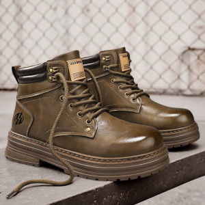 马丁靴男士高帮英伦皮面复古工装靴子秋冬季男鞋新款Men Boot