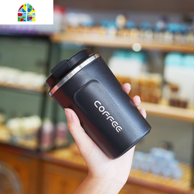 保温杯咖啡韩版不锈钢车载水杯便携男办公室女士原宿简约ins杯子 FENGHOU 磨砂好手感/粉色/380毫升