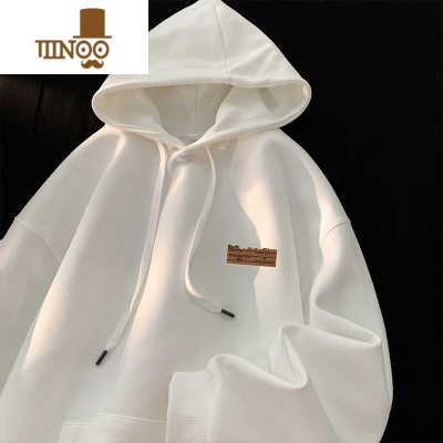 YANXU咖色绒连帽卫衣男潮牌oversize情侣贴标宽松美式外套