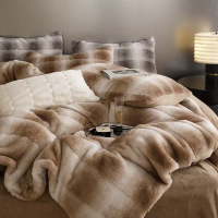 轻奢A类450g皮草兔兔毛绒加厚保暖四件套冬季床上用品三件套