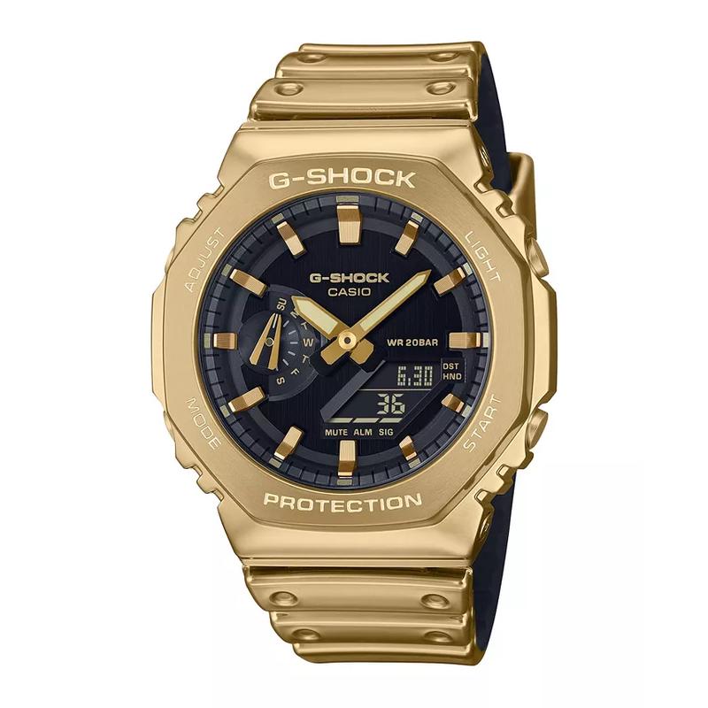 卡西欧(CASIO)男款金 tone 硅胶防水防震多功能石英手表44.4mm