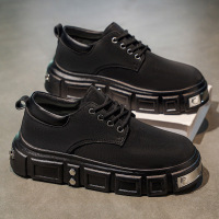 秋冬季上新款时尚简约纯色男士上班通勤皮鞋舒适透气休闲款懒人鞋