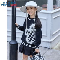 [福利]铅笔俱乐部童装秋新款女童毛衣中大童圆领针织衫儿童百搭上衣