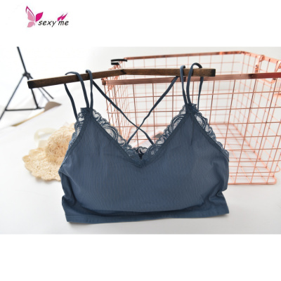 无钢圈夏薄冰丝蕾丝超大加大码女美背细带抹胸文胸内衣200斤胖MMFISHBASKET胸罩