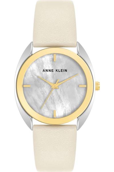 Anne Klein手表女防水日历夜光计时石英圆形表盘34毫米100米防水