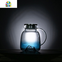 玻璃冷水壶大号家用可高温防爆凉白开水壶水杯果汁扎壶套 FENGHOU 蓝山冷水壶+蓝山玻璃杯两个烧水壶