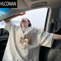 HLCOMAN帐篷森林短袖t恤男夏季2024新款潮流潮牌宽松大码男生上衣服