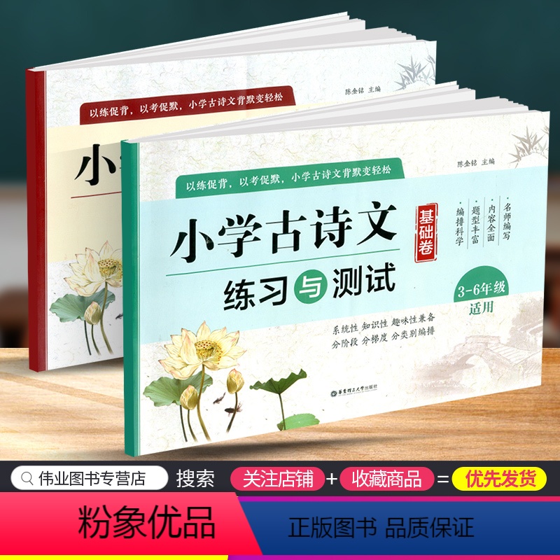 [正版]小学古诗文练习与测试 基础卷+提高卷 小学语文三四五六年级上下册小学生古诗词文言文小升初同步练习册真题模拟测试