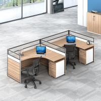 域赢屏风办公桌现代简约职员办公桌员工桌工作位F字型2人位