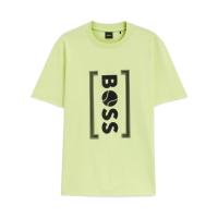 Hugo boss棉圆领短袖男士T恤D网球风格网眼印花透气男装