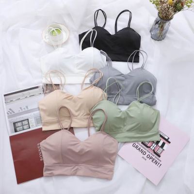 YUNWUXIN款冰丝美背吊带内衣免穿文胸无钢圈款内搭外穿一体式抹胸薄女抹胸