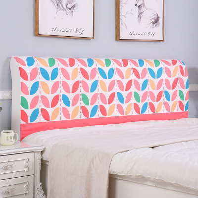 家柏饰(CORATED)欧式全包床头罩套床头套罩弹力布软包床靠背罩防尘保护套1.51.8米 蓝粉树叶 1.8米