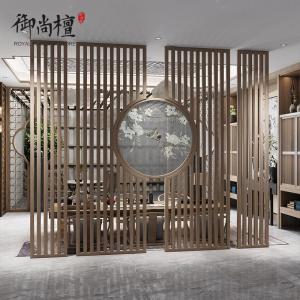 森美人新中式屏风隔断客厅顶天立地镂空栅栏现代简约落地实木格栅座屏
