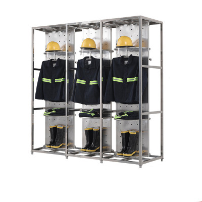 迅众 三人位双面衣架 201不锈钢消防服衣架双面防火防爆快速救援消防服换衣架