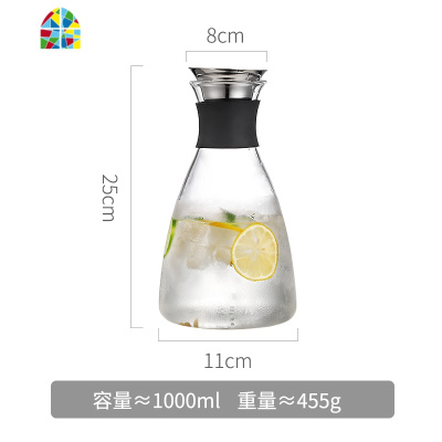 玻璃冷水壶耐热高温防爆大容量家用凉水杯透明茶壶晾白开水瓶套装 FENGHOU 新款1500ml+2小杯凉水壶