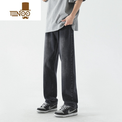 YANXU美式高街牛仔裤男新款ins水洗做旧复古宽松直筒休闲裤子潮