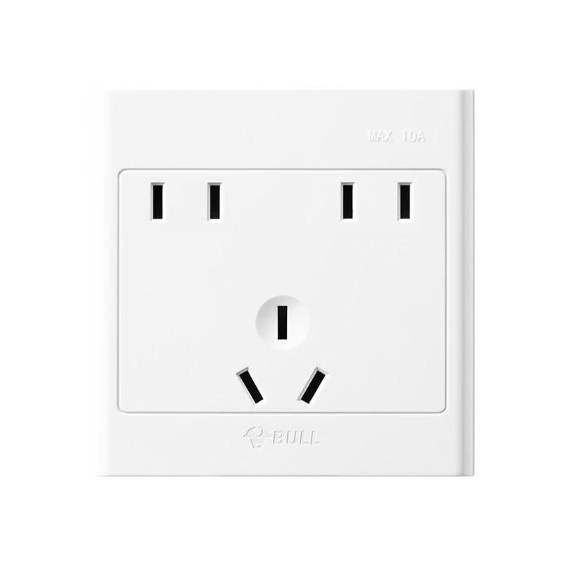 bull公牛开关插座86型10a七孔电源插座g09明装明线明盒7孔插座面板