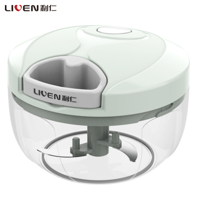 利仁家用拉蒜器407多功能切菜器手拉式捣蒜器蒜泥辣椒沫搅碎机绞肉机饺子馅蔬菜料理机辅食机小号-400ml三刀头