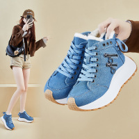 ins韩版新款加绒高帮老爹鞋女冬季学生休闲厚底增高