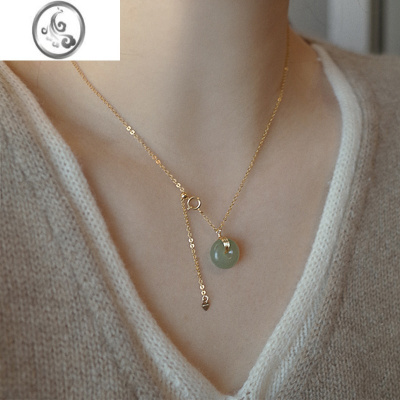 JiMi平安扣项链女网红不掉色颈链法式高级感小众和田玉锁骨链