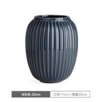 丹麦北欧手工陶瓷花瓶摆件简约花艺装饰软装设计插花器客厅 三维工匠 祖母绿20cm在途6月5号发货
