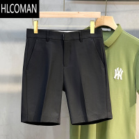 HLCOMAN夏季薄款男士小西裤短裤修身休闲裤轻商务白色中裤直筒五分裤潮