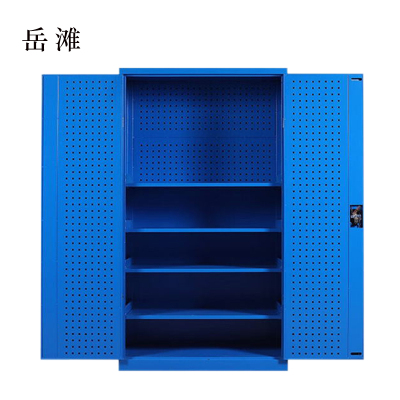 岳滩文件柜工具柜加厚铁皮储物柜工厂车间用带抽屉汽修多功能收纳柜通门带网柜蓝色