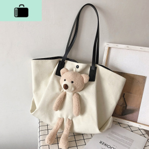 卡通帆布包包2020新款潮单肩包大容量女包夏季时尚网红流行托特包NEW LAKE女士单肩包